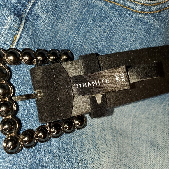 Dynamite, black Square buckle belt, size extra small/small - Picture 6 of 7